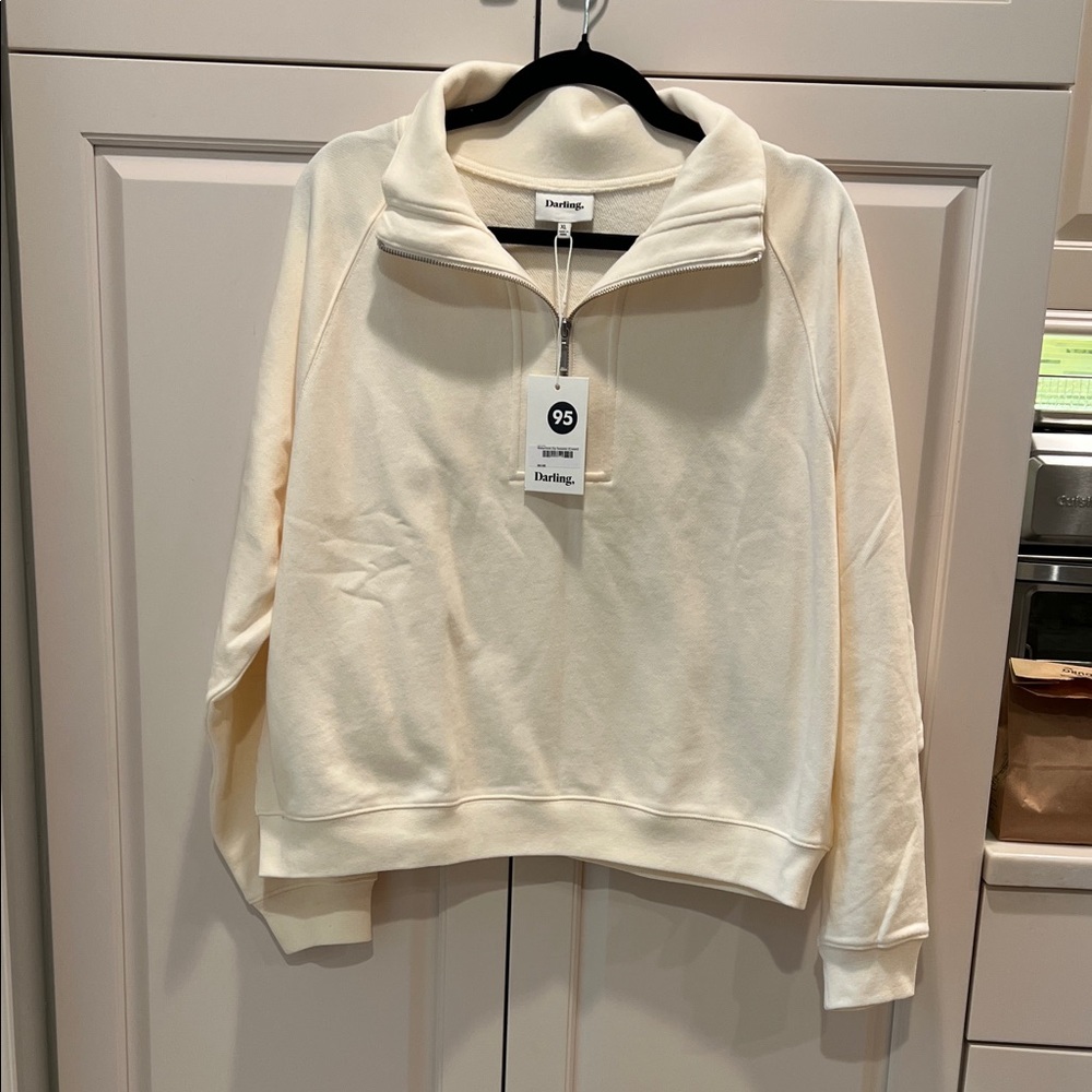 Darling Off-White Half-Zip Sweatshirt cream woman’s XL closet reopens 4/5/26